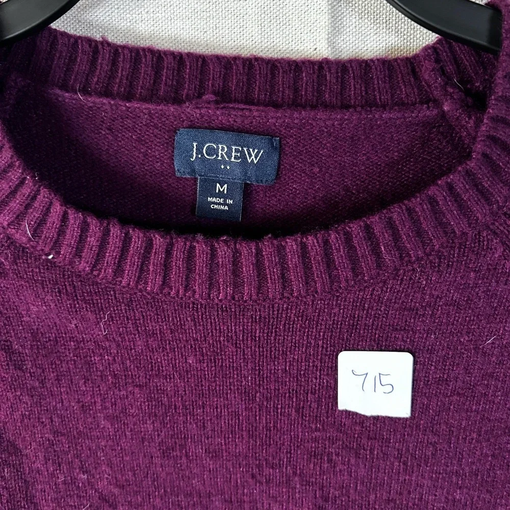 J. Crew Lambswool Blend Raglan Crewneck Sweater Burgundy Maroon Women's Size M - Picture 2 of 7